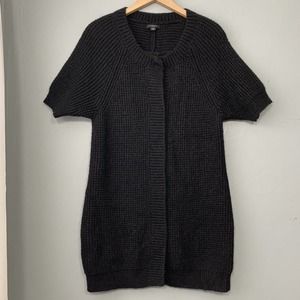 Ann Taylor Womens Medium Black Longline Sweater Cardigan Emo Mohair Alpaca Wool